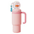 24Oz Stainless Steel Whale Fountain Tumbler with Handle Drinking Cup with Straw Whale Squirt Water Cup 710Ml Drinking Cup