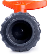 Kaplan 3" PVC True Union Ball Valve with Full Port, ASTM F1970, EPDM O-Rings and Reversible PTFE Seats, Rated at 200 PSI @73F, Gray, 3 Inch Socket