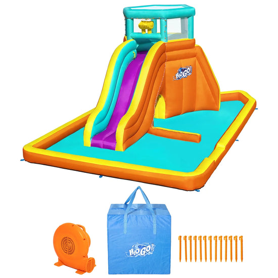 H2OGO! Tidal Tower Slide Kids Backyard Inflatable Water Park W/ Slide and Air Blower