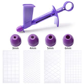 DIY Baking Tool Pearl Applicator with 4 Transfer Heads Fondant Cake Plaid Embossed Mold Cake Decoration Coating Tool