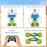Gesture RC Car, 2.4Ghz 4WD Gesture Sensing RC Stunt Car Toys for 6-12 Years Old Boys Girls, Hand Controlled Remote Drift Twist Offroad 360° Rotation with Lights Music for Birthday Gifts