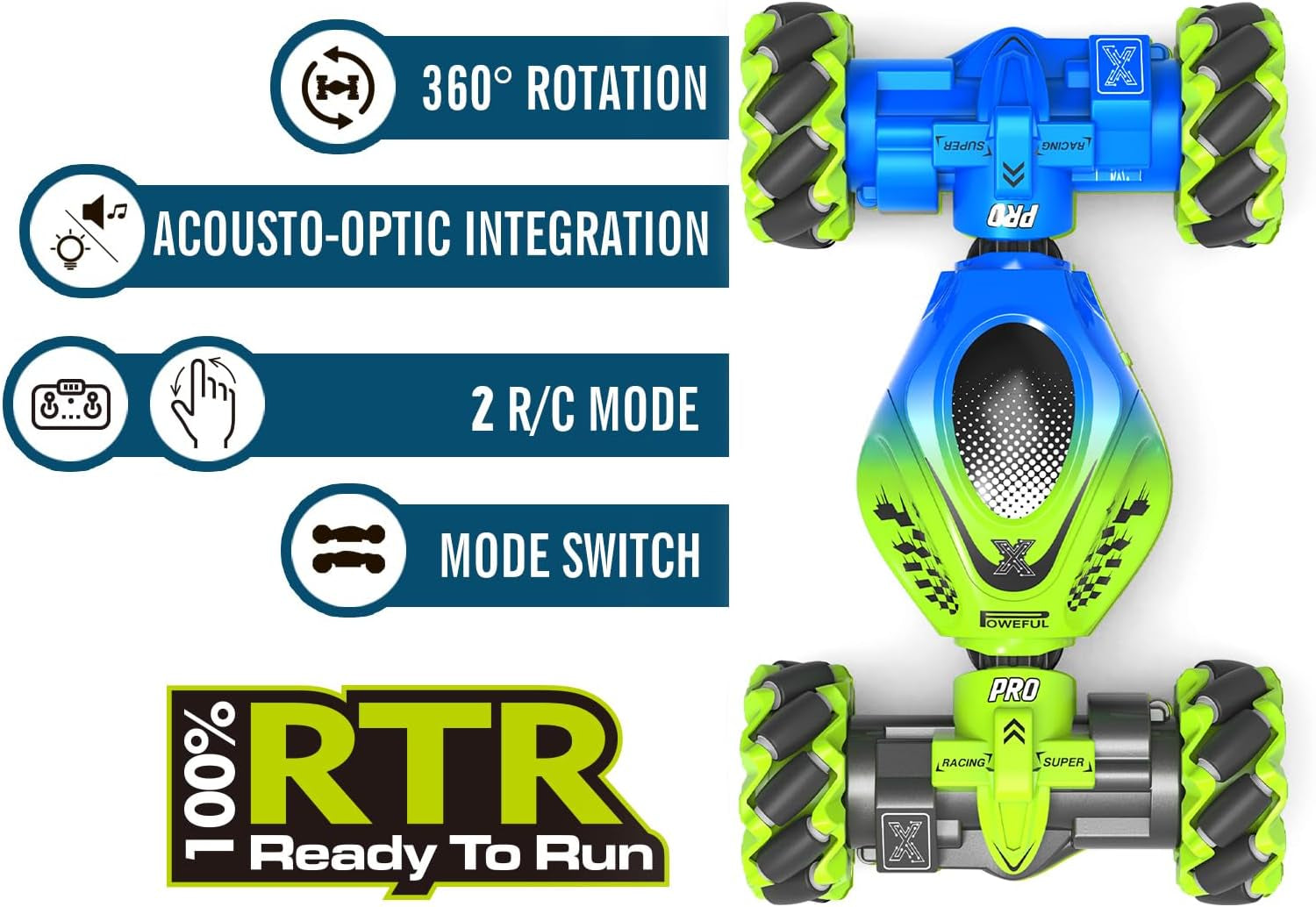 Gesture RC Car, 2.4Ghz 4WD Gesture Sensing RC Stunt Car Toys for 6-12 Years Old Boys Girls, Hand Controlled Remote Drift Twist Offroad 360° Rotation with Lights Music for Birthday Gifts