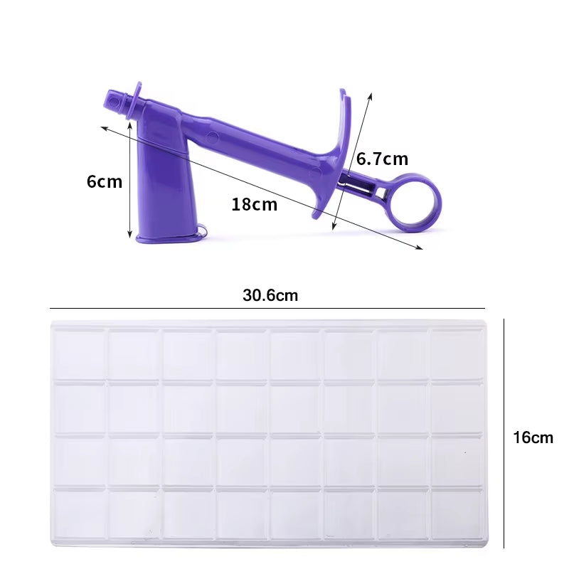 DIY Baking Tool Pearl Applicator with 4 Transfer Heads Fondant Cake Plaid Embossed Mold Cake Decoration Coating Tool