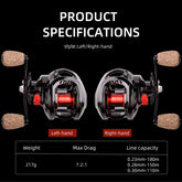 Fishing Baitcasting Reel All Metal Spool 18+1BB 10Kg/22Lb Max Drag Speed Ratio 7.2:1 Magnetic Metal Casting Pesca Fishing Reels