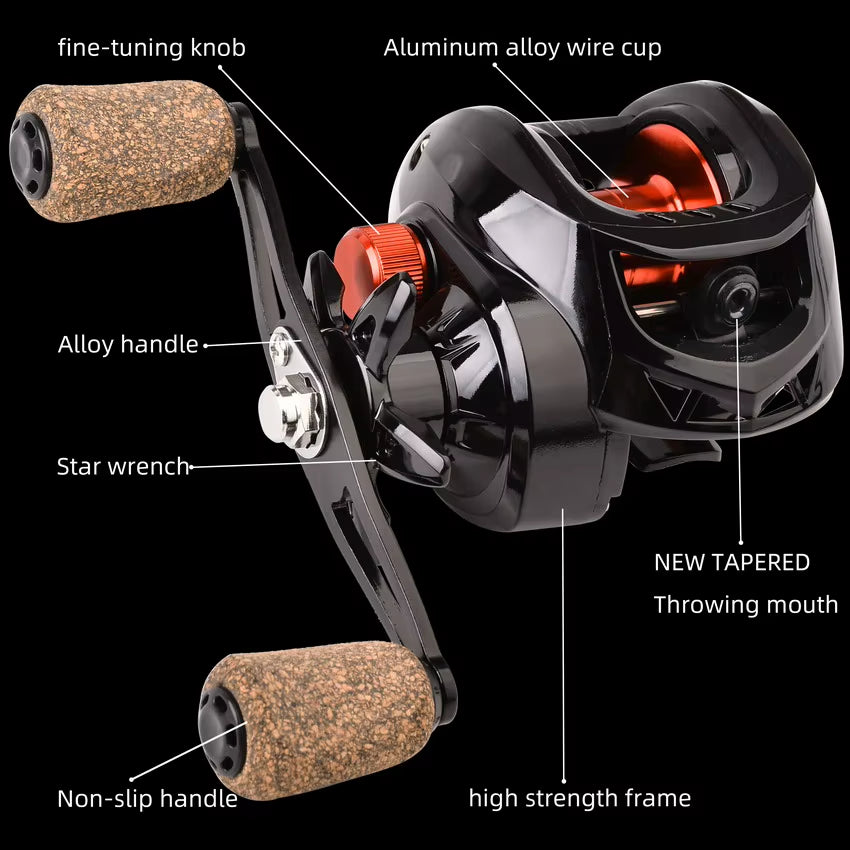 Fishing Baitcasting Reel All Metal Spool 18+1BB 10Kg/22Lb Max Drag Speed Ratio 7.2:1 Magnetic Metal Casting Pesca Fishing Reels