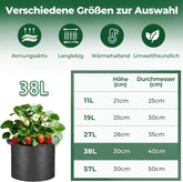 Fabric Plant Grow Bags with Handle 10 Gallon Pack of 5, Heavy Duty Nonwoven Smart Garden Pot Thickened Aeration Nursery Container Black for Outdoor Potato, Tomato, Chili, Carrot and Vegetables