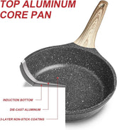 Nonstick Granite Frying Pan Skillet, Non Stick Omelette Fry Pans, Omelet Egg Pan, Stone Cookware Chef&