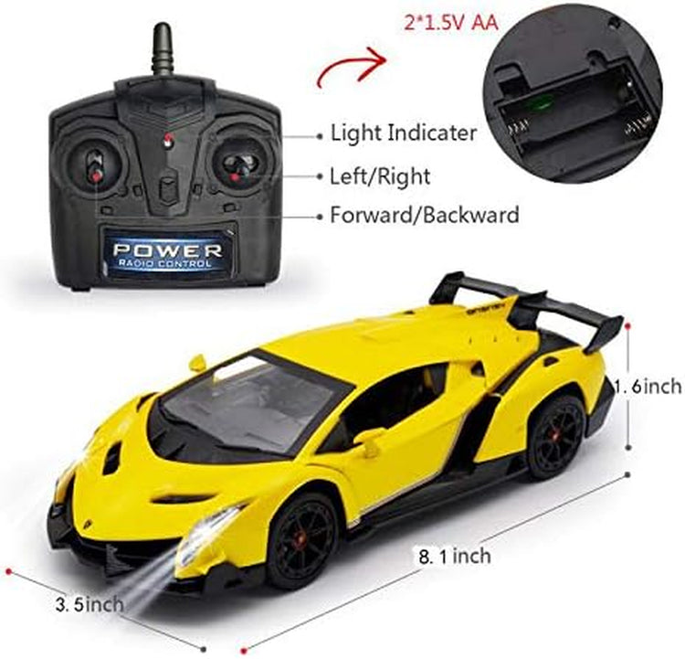 Remote Control RC CAR Racing Cars Compatible with Lamborghini Veneno Officially Licensed 1:24 Toy RC Cars Model Vehicle for Boys 6,7,8 Years Old,Yellow