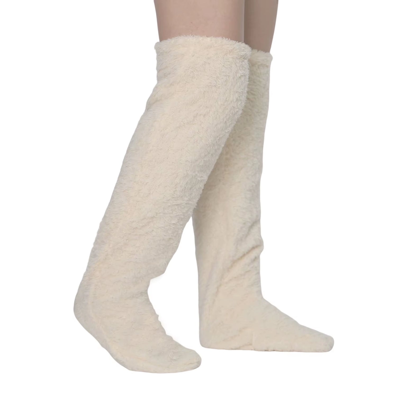 Hot Fluffy Thigh High Socks for Pregnant Women Elderly Legs Snuggle Long Paws Fuzzy Leggings over Knee Slippers Hairy Stockings