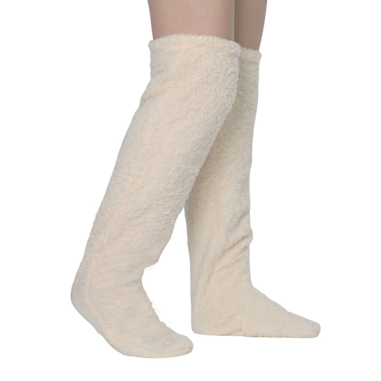 Hot Fluffy Thigh High Socks for Pregnant Women Elderly Legs Snuggle Long Paws Fuzzy Leggings over Knee Slippers Hairy Stockings