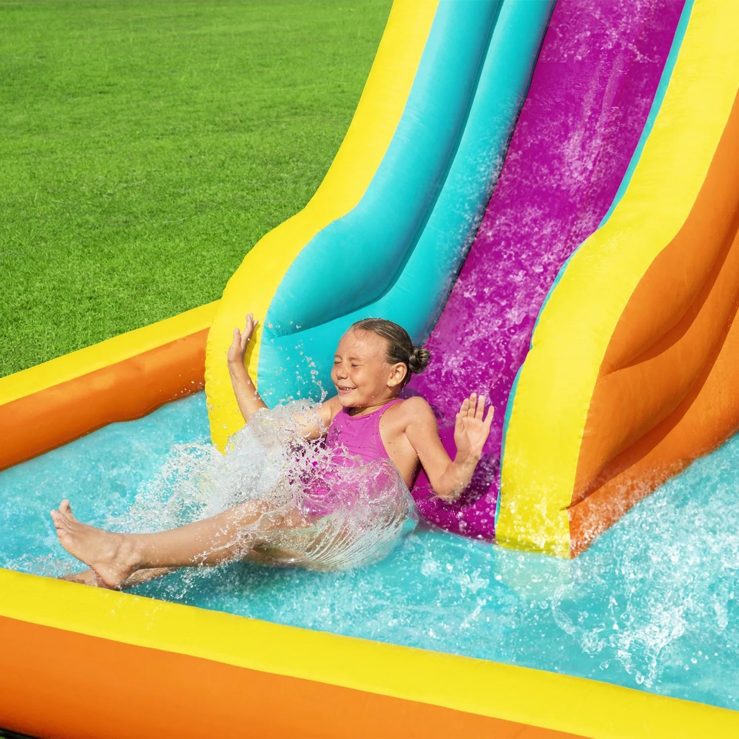 H2OGO! Tidal Tower Slide Kids Backyard Inflatable Water Park W/ Slide and Air Blower