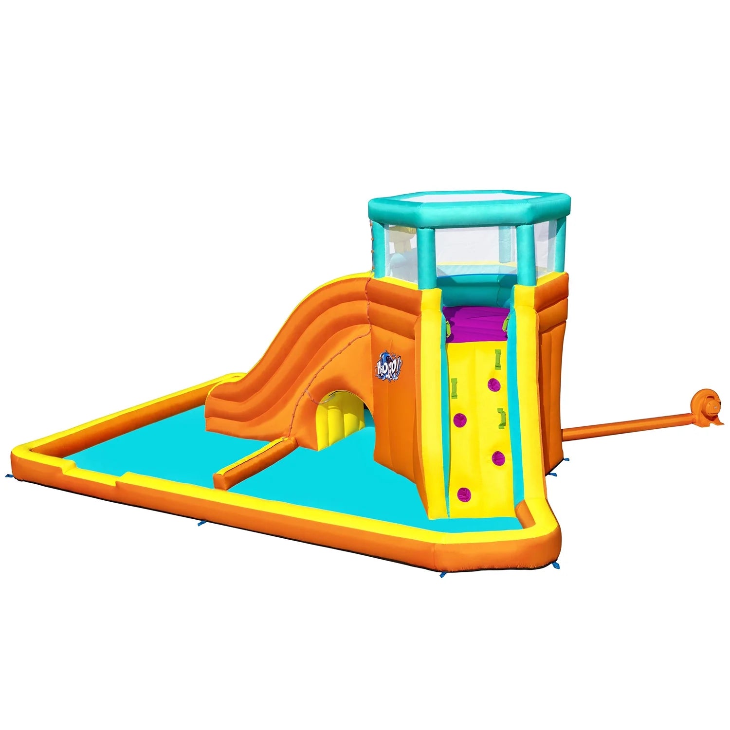 H2OGO! Tidal Tower Slide Kids Backyard Inflatable Water Park W/ Slide and Air Blower