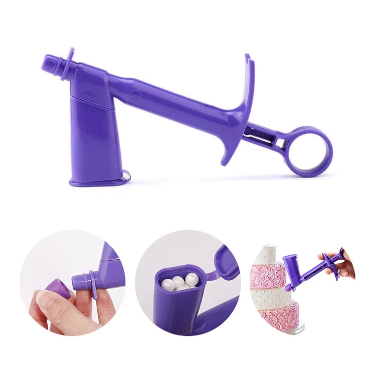DIY Baking Tool Pearl Applicator with 4 Transfer Heads Fondant Cake Plaid Embossed Mold Cake Decoration Coating Tool