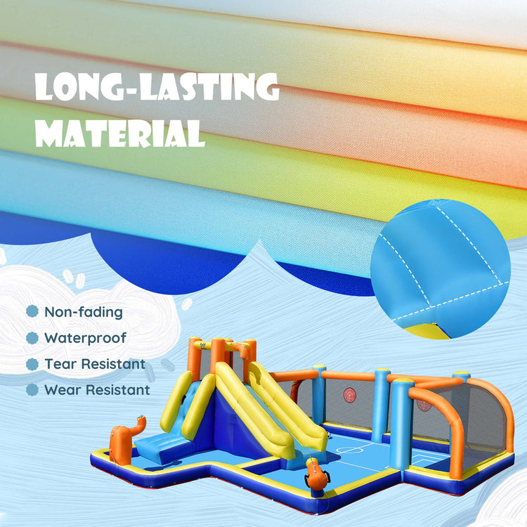 Giant Soccer-Themed Inflatable Water Slide Bouncer W/ Splash Pool without Blower
