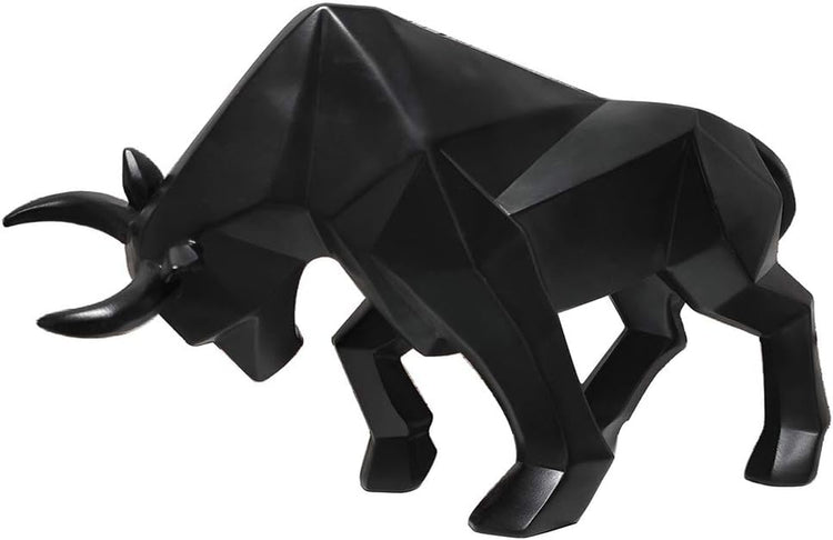 Polyresin Bull Figurine Home Decor, Abstract Sculptures, Originality Home Decoration Furnishing Animal Ornament, Geometric Surface Statues Home Decor Ornament