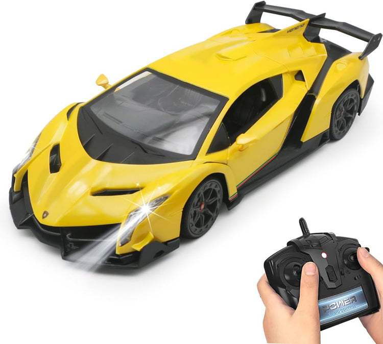Remote Control RC CAR Racing Cars Compatible with Lamborghini Veneno Officially Licensed 1:24 Toy RC Cars Model Vehicle for Boys 6,7,8 Years Old,Yellow