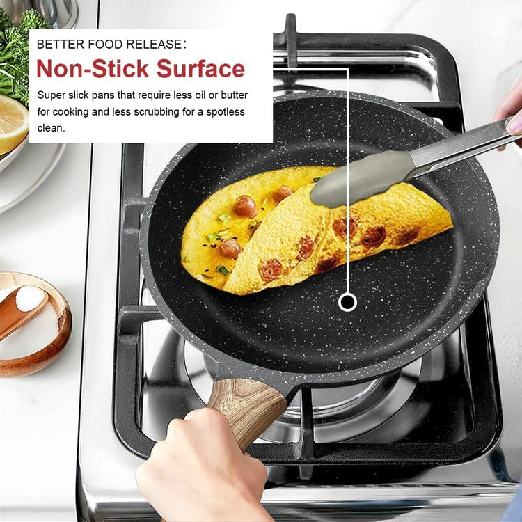 Nonstick Granite Frying Pan Skillet, Non Stick Omelette Fry Pans, Omelet Egg Pan, Stone Cookware Chef&