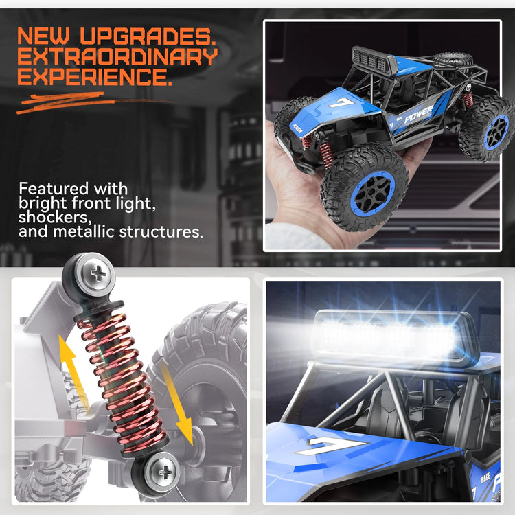 Remote Control Cars for Kids, 1:20 Scale RC Monster Trucks with Lights, All Terrain off Road RC Cars for Kids 3-6 6-12