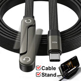 240W Type-C to Type C Cable Elbow Fast Charging Data Cable Foldable Stand Phone Holder for Iphone 17/16/15 for Samsung Charger