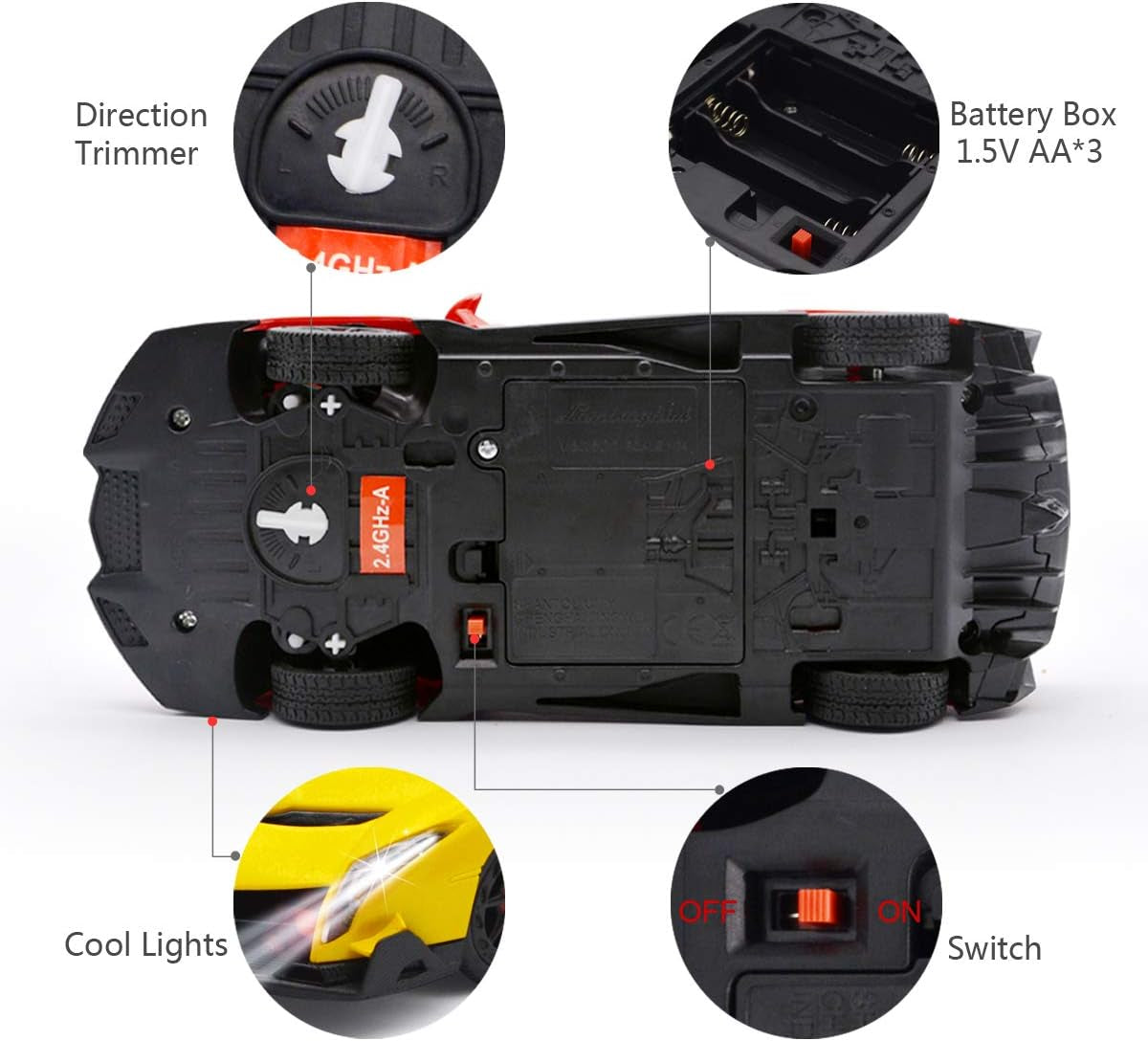 Remote Control RC CAR Racing Cars Compatible with Lamborghini Veneno Officially Licensed 1:24 Toy RC Cars Model Vehicle for Boys 6,7,8 Years Old,Yellow