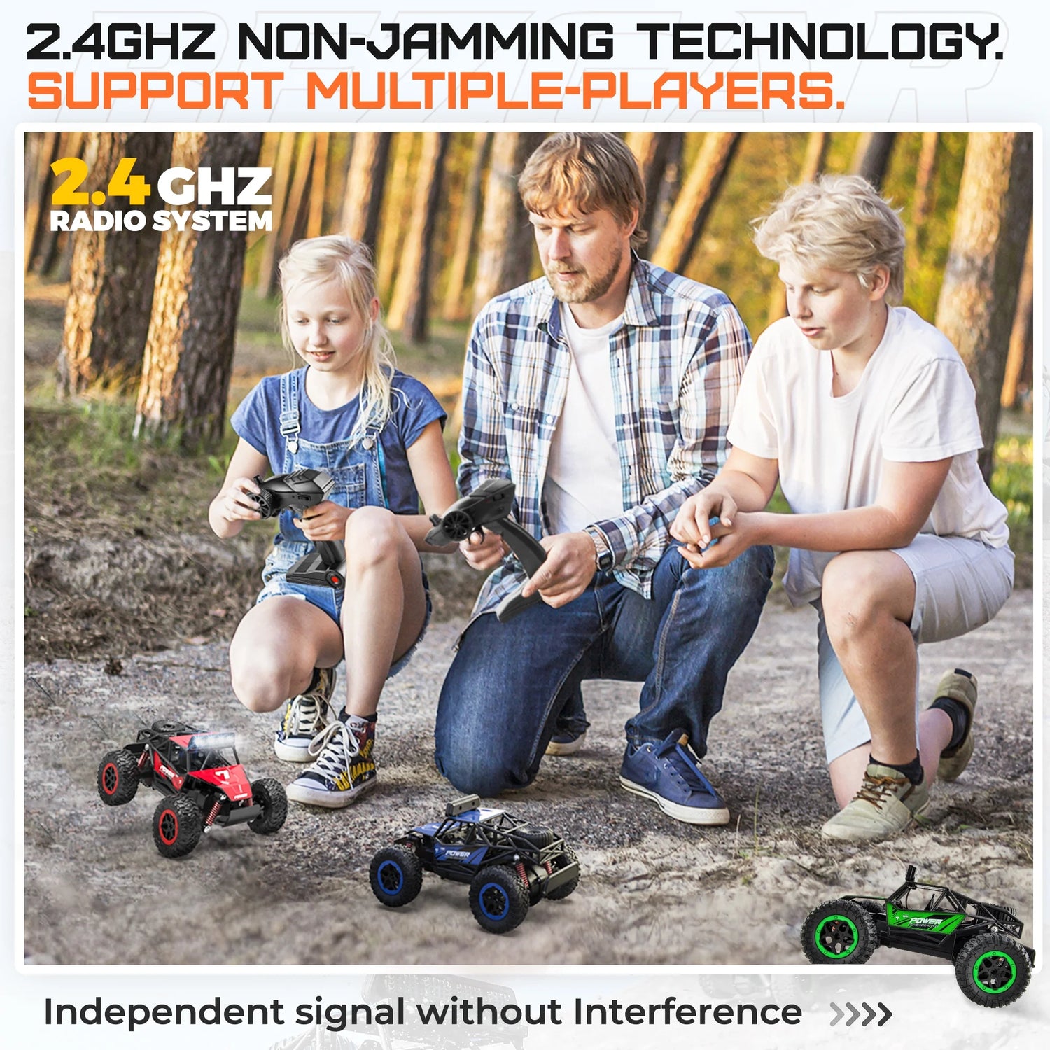 Remote Control Cars for Kids, 1:20 Scale RC Monster Trucks with Lights, All Terrain off Road RC Cars for Kids 3-6 6-12
