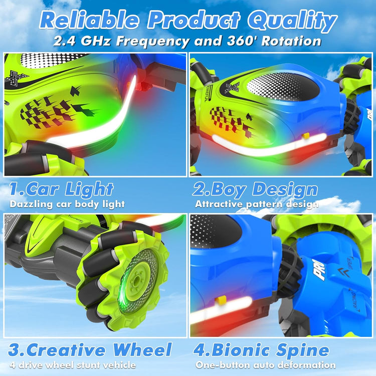 Gesture RC Car, 2.4Ghz 4WD Gesture Sensing RC Stunt Car Toys for 6-12 Years Old Boys Girls, Hand Controlled Remote Drift Twist Offroad 360° Rotation with Lights Music for Birthday Gifts