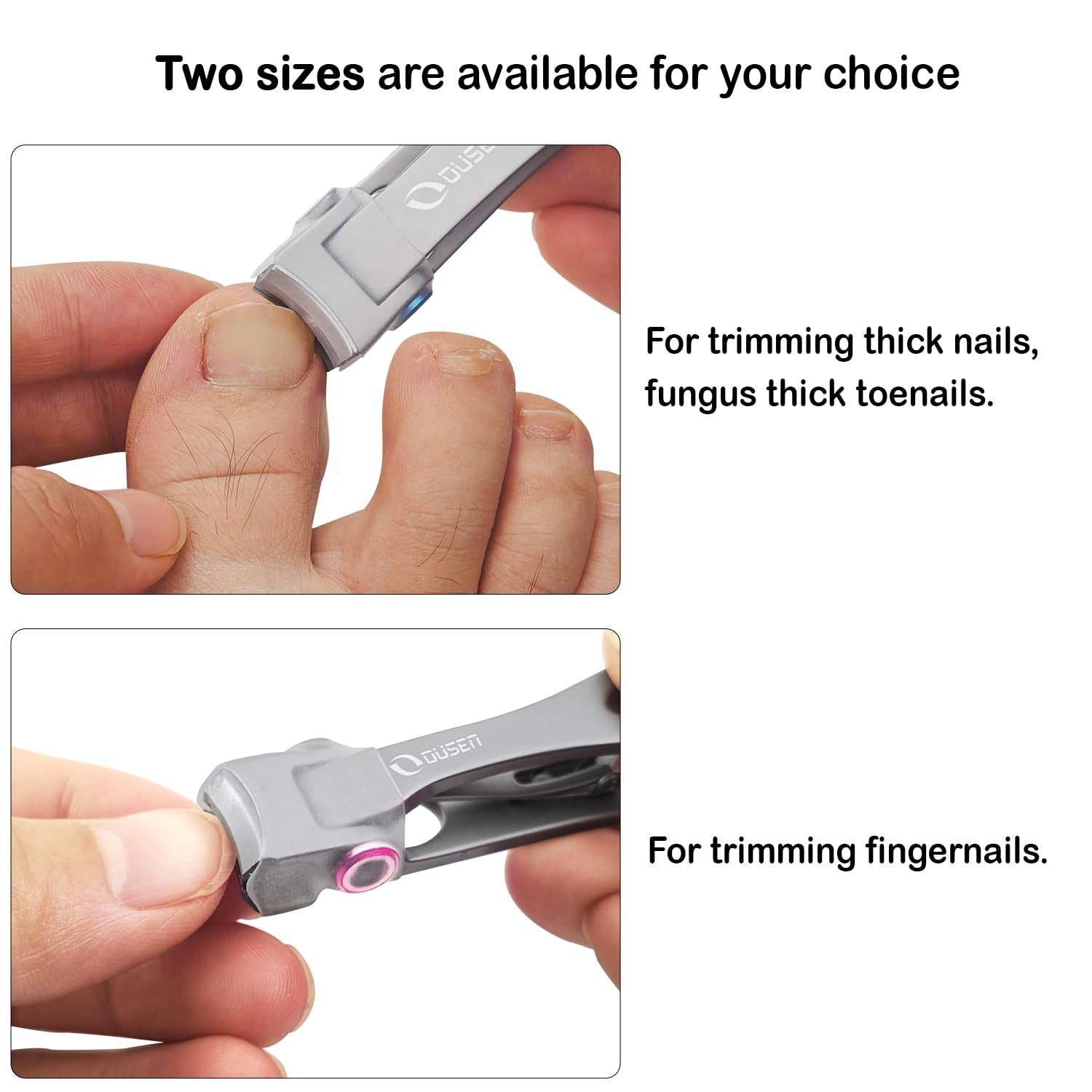 Thick Nail Clippers with Catcher, Full Anti-Splash Nail Clippers for Men & Women, Wide Jaw Opening Toenail Clippers for Seniors, Adult Fingernail Cutter & Toe Nail Clipper Catch All Nail Clippings