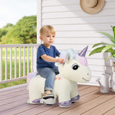 6V Electric Animal Ride on Toy Unicorn Kids Plush Ride-On W/ Music & Handlebars