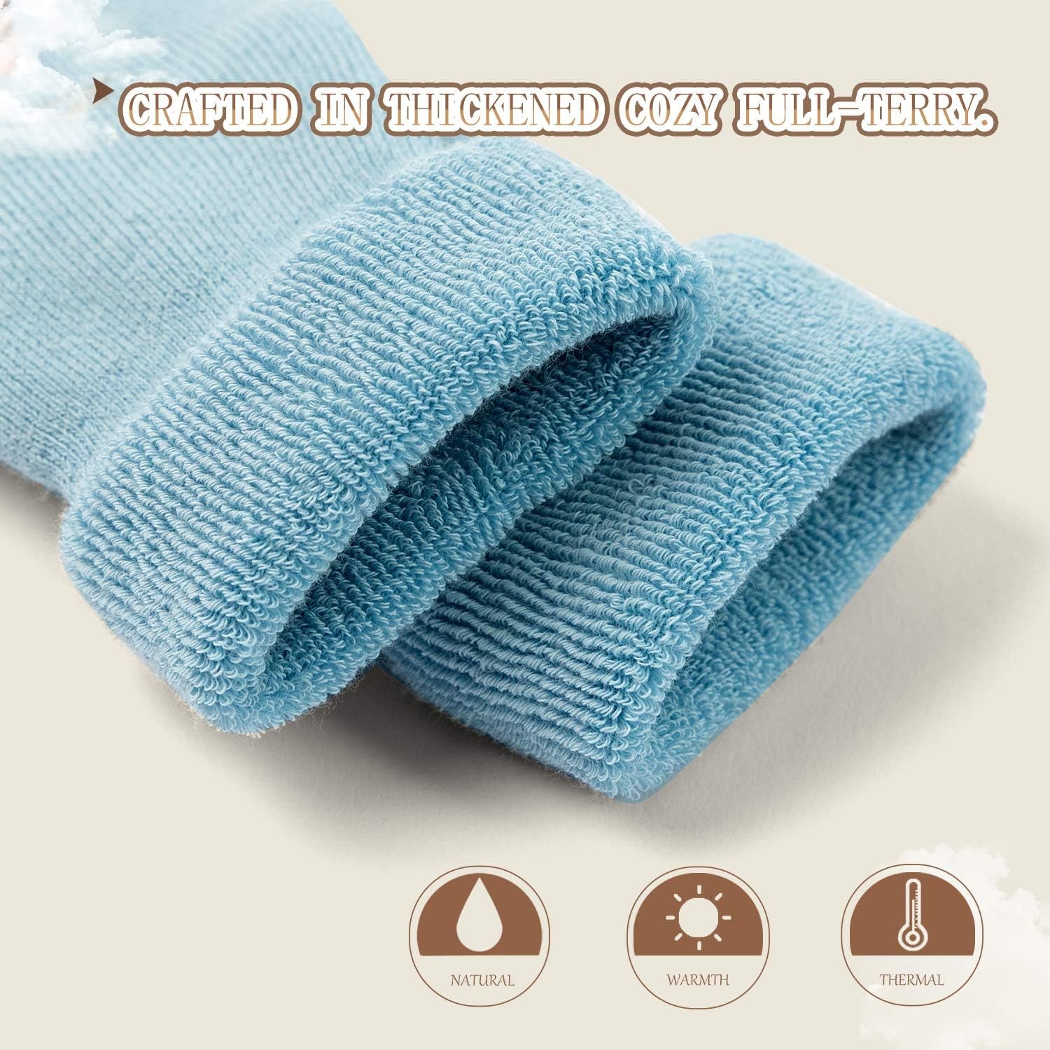 Baby Girl Winter Socks with Grips for Baby Warm Non Slip Socks Baby Boys Thick Terry Socks