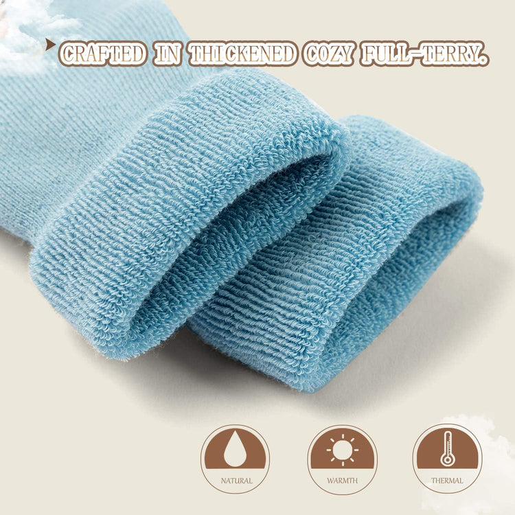 Baby Girl Winter Socks with Grips for Baby Warm Non Slip Socks Baby Boys Thick Terry Socks